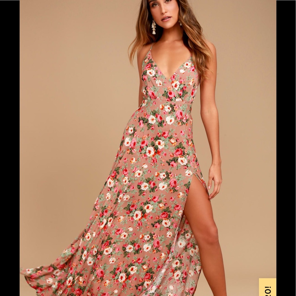 Lulus Everlasting Bliss Blush Floral Maxi Dress